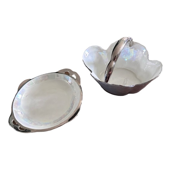 Adorable Vintage Porcelain Basket and Trinket Dish - Picture 2 of 14